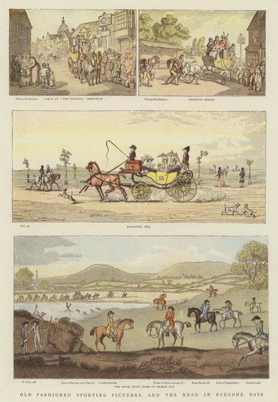 昔ながらのスポーツの写真とByegone Daysの道（chromolitho） 作： Thomas Rowlandson